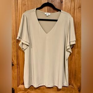 Calvin Klein Women's Beige V-Neck Blouse